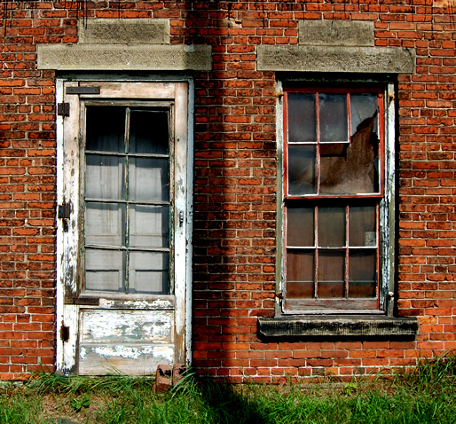 bricks with window and door