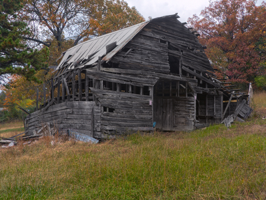 leaning barn